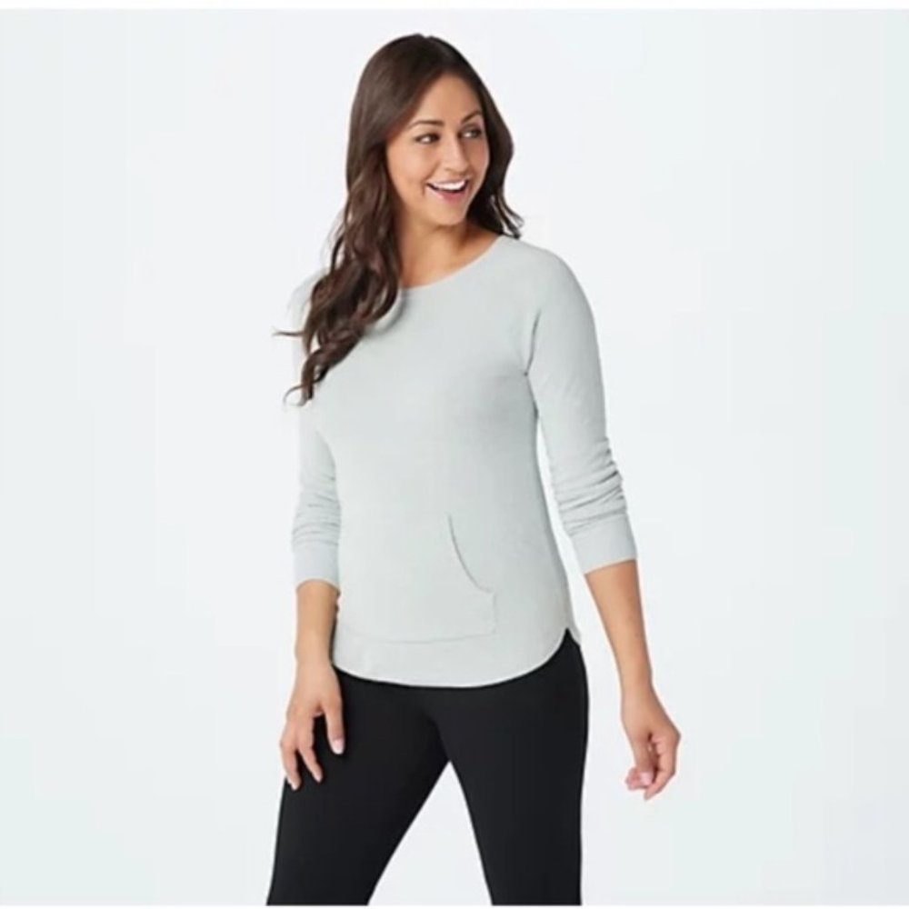 NWT Barefoot Dreams CozyChic Ultra Lite Raglan Pullover Large Seaglass